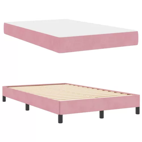 Boxspring ágy matraccal Rózsaszín 120 x 200 cm Bársony