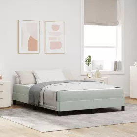   Boxspring ágy matraccal Világosszürke 140 x 190 cm Bársony
