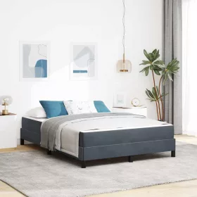   Boxspring ágy matraccal Sötétszürke 140 x 200 cm Bársony