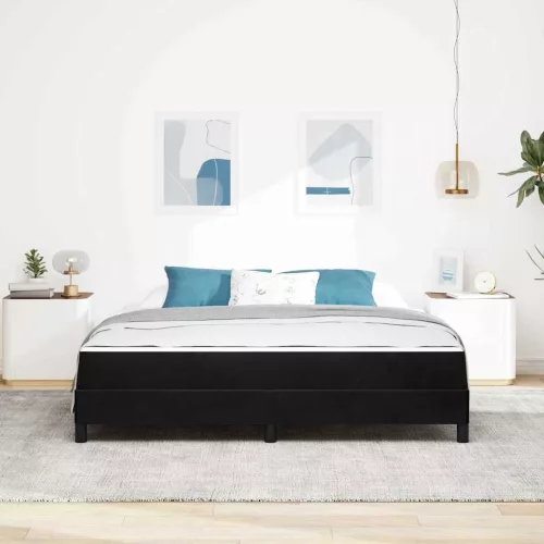 Boxspring ágy matraccal Fekete 180 x 200 cm Bársony