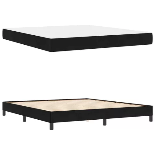 Boxspring ágy matraccal Fekete 180 x 200 cm Bársony