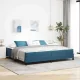 Boxspring ágy matraccal Sötét kék 200 x 200 cm Bársony
