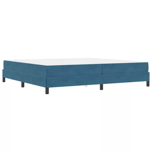 Boxspring ágy matraccal Sötét kék 200 x 200 cm Bársony
