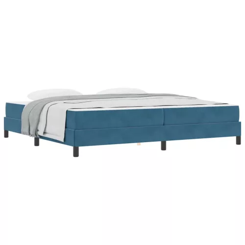 Boxspring ágy matraccal Sötét kék 200 x 200 cm Bársony