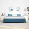 Boxspring ágy matraccal Sötét kék 200 x 200 cm Bársony