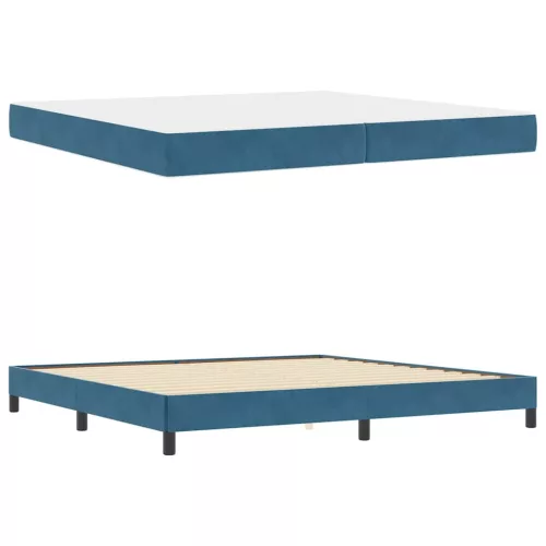 Boxspring ágy matraccal Sötét kék 200 x 200 cm Bársony
