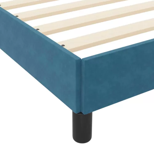 Boxspring ágy matraccal Sötét kék 200 x 200 cm Bársony