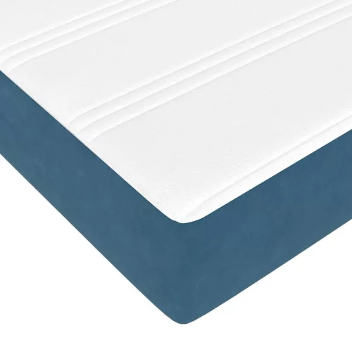Boxspring ágy matraccal Sötét kék 200 x 200 cm Bársony