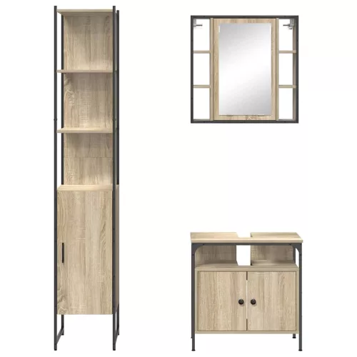 Fürdőszobai Szekrény Szett polcokkal Egyéb 3 pcs sonoma tölgy