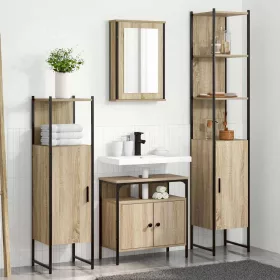   Fürdőszoba bútor szett 4 pcs sonoma tölgy 33 x 33 x 185.5 cm