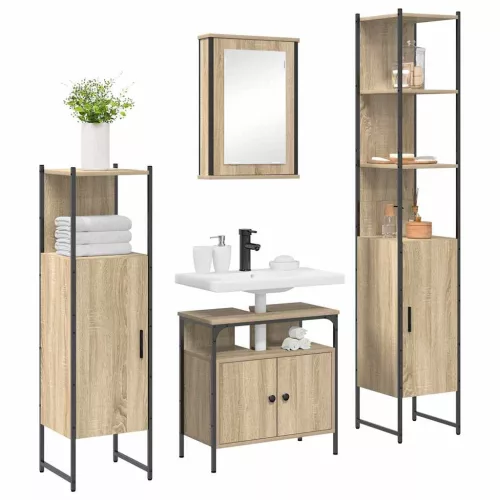 Fürdőszoba bútor szett 4 pcs sonoma tölgy 33 x 33 x 185.5 cm