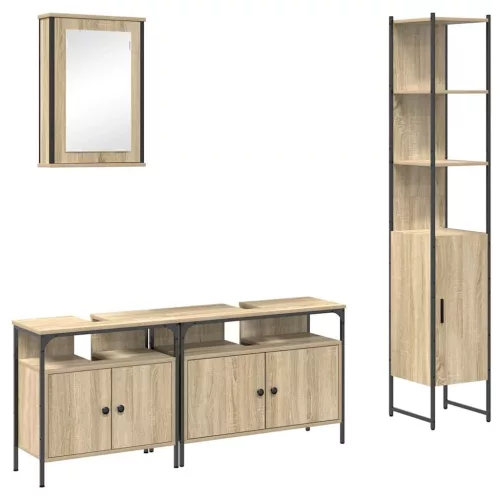 Fürdőszoba bútor szett 4 pcs sonoma tölgy 33 x 33 x 185.5 cm