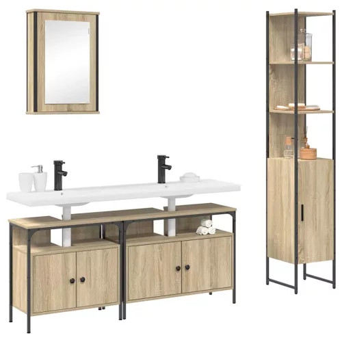 Fürdőszoba bútor szett 4 pcs sonoma tölgy 33 x 33 x 185.5 cm