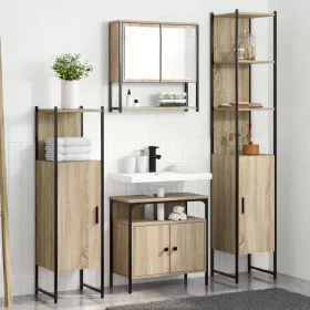   Fürdőszoba bútor szett 4 pcs sonoma tölgy 33 x 33 x 185.5 cm