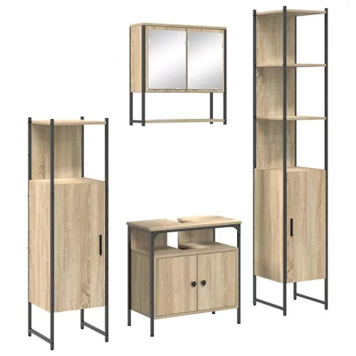 Fürdőszoba bútor szett 4 pcs sonoma tölgy 33 x 33 x 185.5 cm