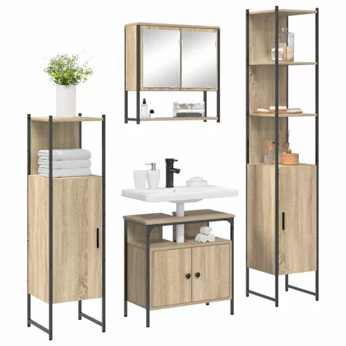 Fürdőszoba bútor szett 4 pcs sonoma tölgy 33 x 33 x 185.5 cm