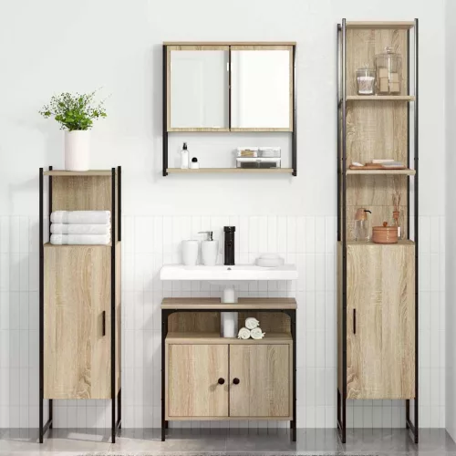 Fürdőszoba bútor szett 4 pcs sonoma tölgy 33 x 33 x 185.5 cm