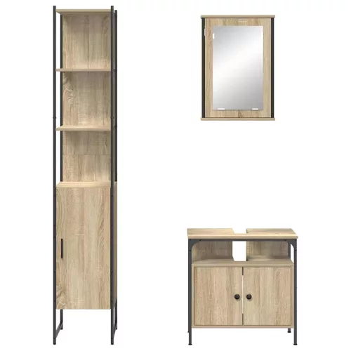 Fürdőszoba bútor szett 3 pcs sonoma tölgy 33 x 33 x 185.5 cm
