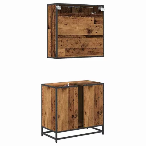 Fürdőszoba bútor szett 2 pcs Régi fa 65 x 33 x 60 cm Faanyag