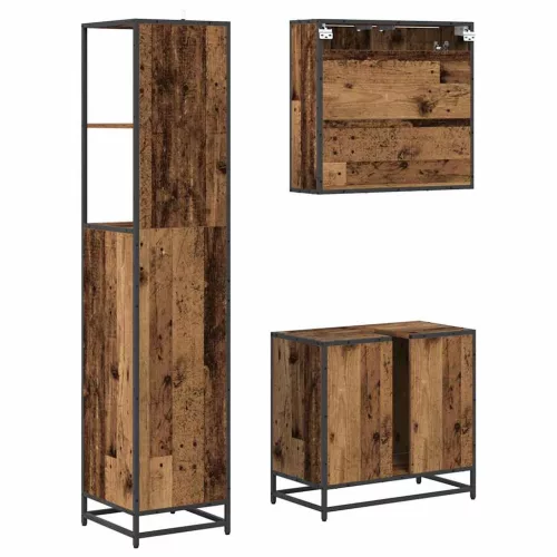Fürdőszoba bútor szett 3 pcs Régi fa 65 x 33 x 60 cm Faanyag