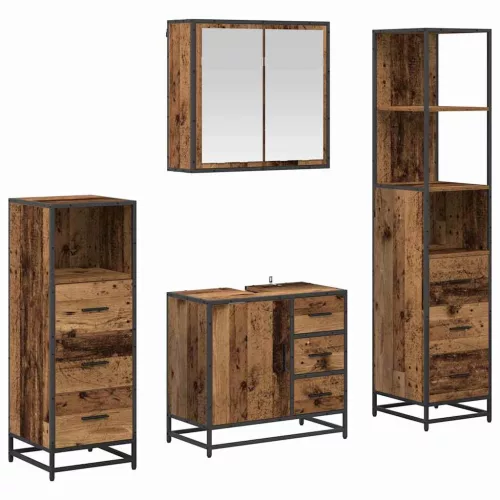 Fürdőszoba bútor szett 4 pcs Régi fa 65 x 33 x 60 cm Faanyag