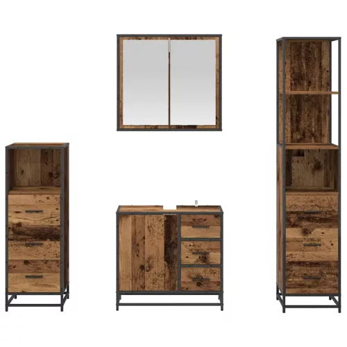 Fürdőszoba bútor szett 4 pcs Régi fa 65 x 33 x 60 cm Faanyag