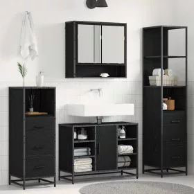 Fürdőszoba bútor szett 4 pcs Musta tammi 80 x 33 x 60 cm