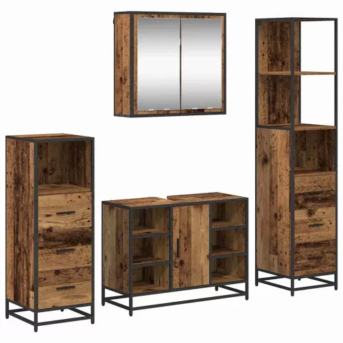 Fürdőszoba bútor szett 4 pcs Régi fa 80 x 33 x 60 cm Faanyag