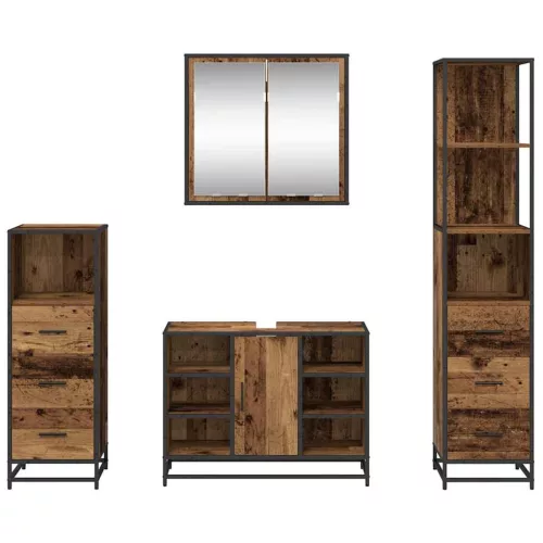 Fürdőszoba bútor szett 4 pcs Régi fa 80 x 33 x 60 cm Faanyag