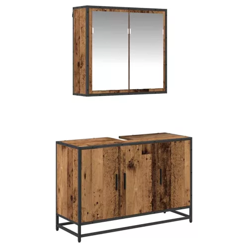 Fürdőszoba bútor szett 2 pcs Régi fa 90 x 33 x 60 cm Faanyag