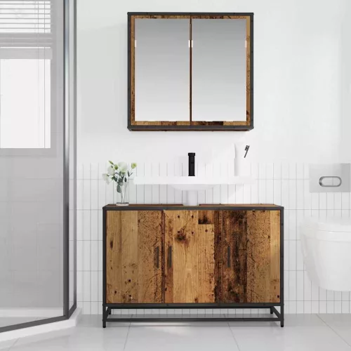 Fürdőszoba bútor szett 2 pcs Régi fa 90 x 33 x 60 cm Faanyag