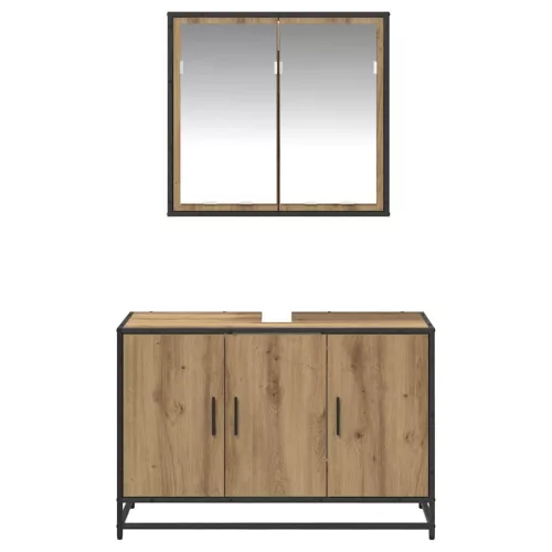 Fürdőszoba bútor szett 2 pcs kézműves tölgy 90 x 33 x 60 cm