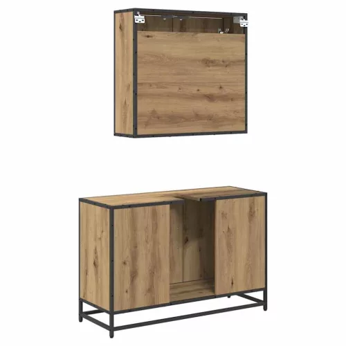 Fürdőszoba bútor szett 2 pcs kézműves tölgy 90 x 33 x 60 cm