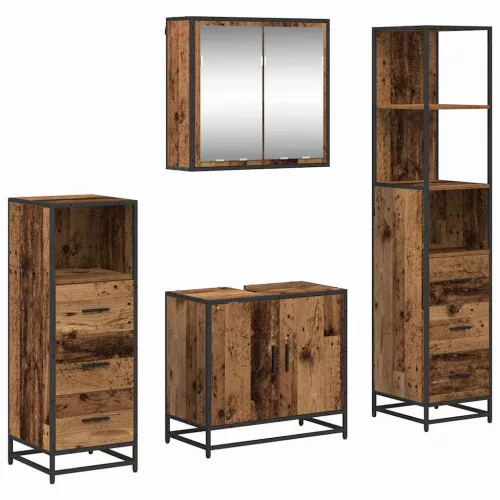Fürdőszoba bútor szett 4 pcs Régi fa 65 x 33 x 60 cm Faanyag