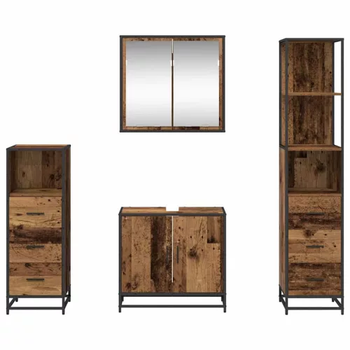 Fürdőszoba bútor szett 4 pcs Régi fa 65 x 33 x 60 cm Faanyag