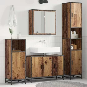   Fürdőszoba bútor szett 3 pcs Régi fa 90 x 33 x 60 cm Faanyag
