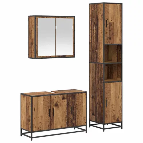 Fürdőszoba bútor szett 3 pcs Régi fa 90 x 33 x 60 cm Faanyag