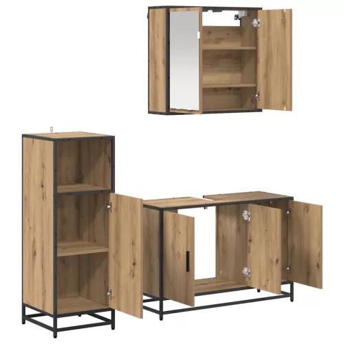 Fürdőszoba bútor szett 3 pcs kézműves tölgy 90 x 33 x 60 cm