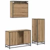 Fürdőszoba bútor szett 3 pcs kézműves tölgy 90 x 33 x 60 cm
