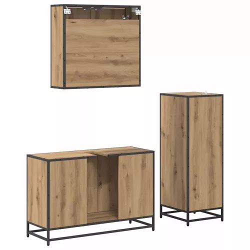 Fürdőszoba bútor szett 3 pcs kézműves tölgy 90 x 33 x 60 cm