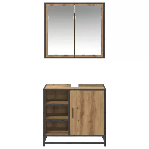 Fürdőszoba bútor szett 2 pcs kézműves tölgy 65 x 33 x 60 cm
