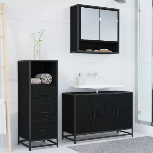 Fürdőszoba bútor szett 3 pcs Musta tammi 90 x 33 x 60 cm