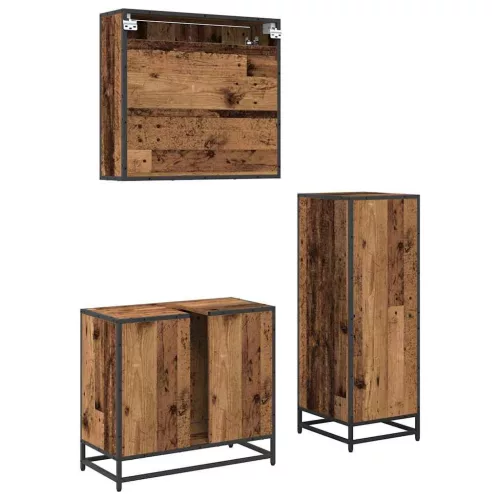 Fürdőszoba bútor szett 3 pcs Régi fa 65 x 33 x 60 cm Faanyag