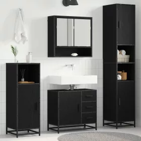   Fürdőszoba bútor szett 4 pcs Musta tammi 35 x 37.5 x 188.5 cm