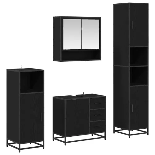Fürdőszoba bútor szett 4 pcs Musta tammi 35 x 37.5 x 188.5 cm