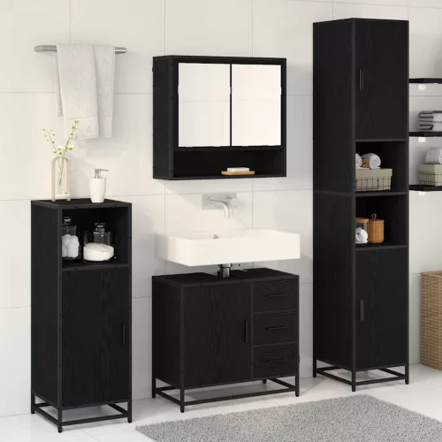 Fürdőszoba bútor szett 4 pcs Musta tammi 35 x 37.5 x 188.5 cm