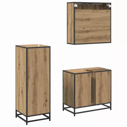 Fürdőszoba bútor szett 3 pcs kézműves tölgy 65 x 33 x 60 cm