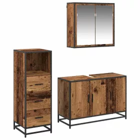   Fürdőszoba bútor szett 3 pcs Régi fa 90 x 33 x 60 cm Faanyag