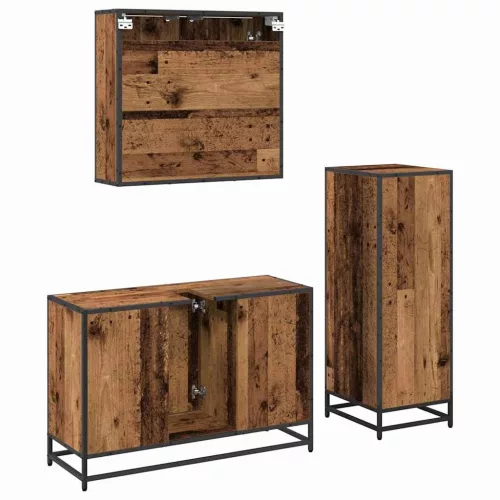 Fürdőszoba bútor szett 3 pcs Régi fa 90 x 33 x 60 cm Faanyag