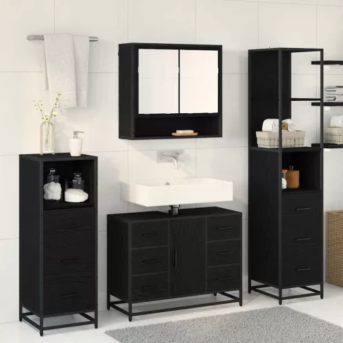 Fürdőszoba bútor szett 4 pcs Musta tammi 80 x 33 x 60 cm
